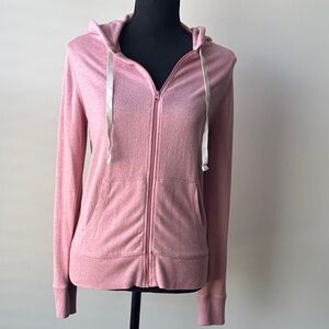 J. Crew Dusty Pink Zip Hoodie with Drawstrings